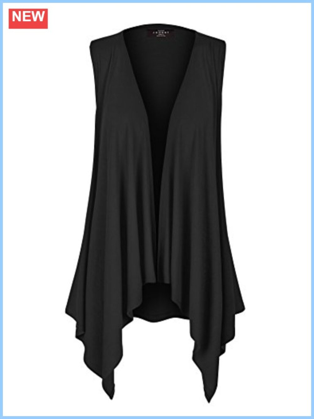 Sleeveless Open Front Cardigan Vest Asymmetrical Hem Lightweight Rayon